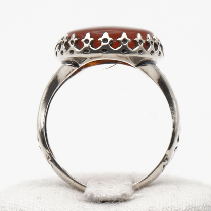 925 Silber Herrenring mit echtem Jemen Achat - Aqeeq Yamani