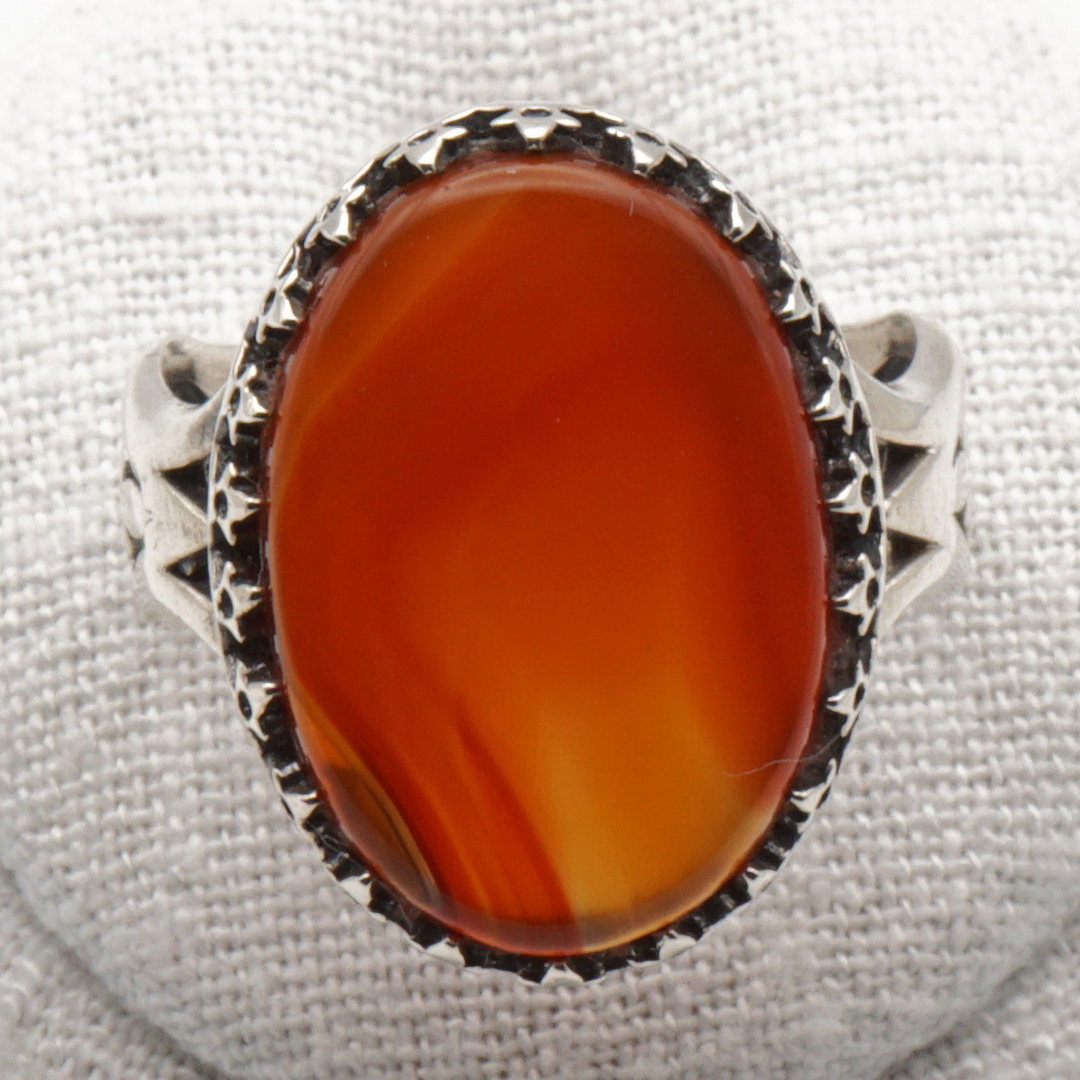 925 Silber Herrenring mit echtem Jemen Achat - Aqeeq Yamani