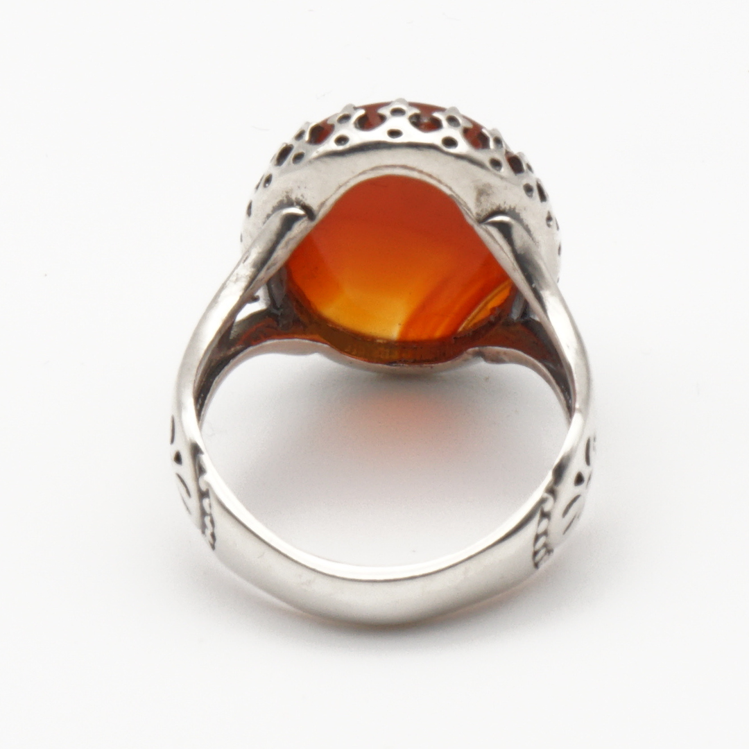925 Silber Herrenring mit echtem Jemen Achat - Aqeeq Yamani