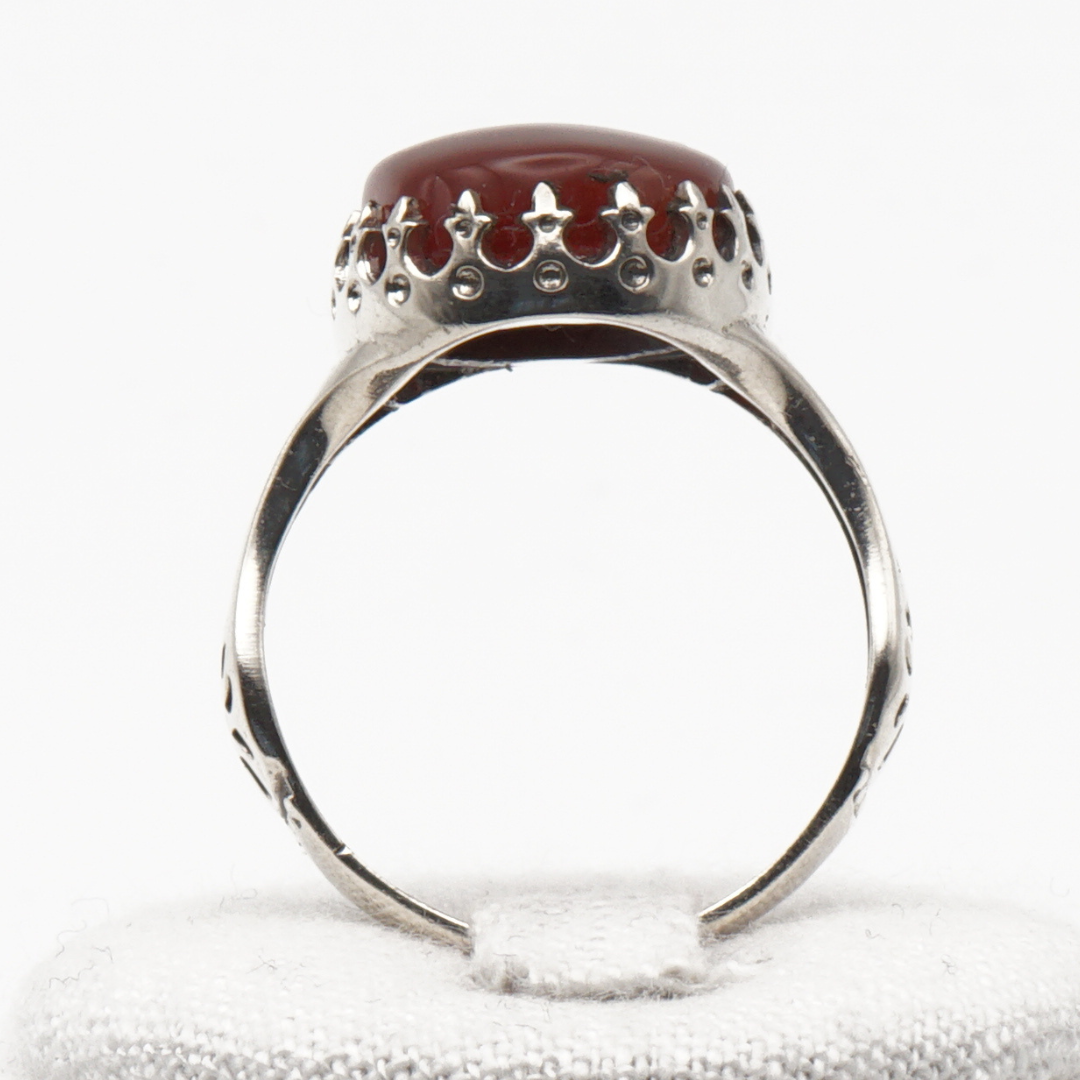 925 Silber Herrenring mit echtem Jemen Achat - Aqeeq Yamani