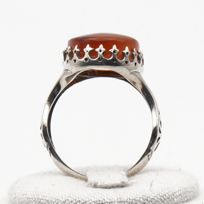 925 Silber Herrenring mit echtem Jemen Achat - Aqeeq Yamani