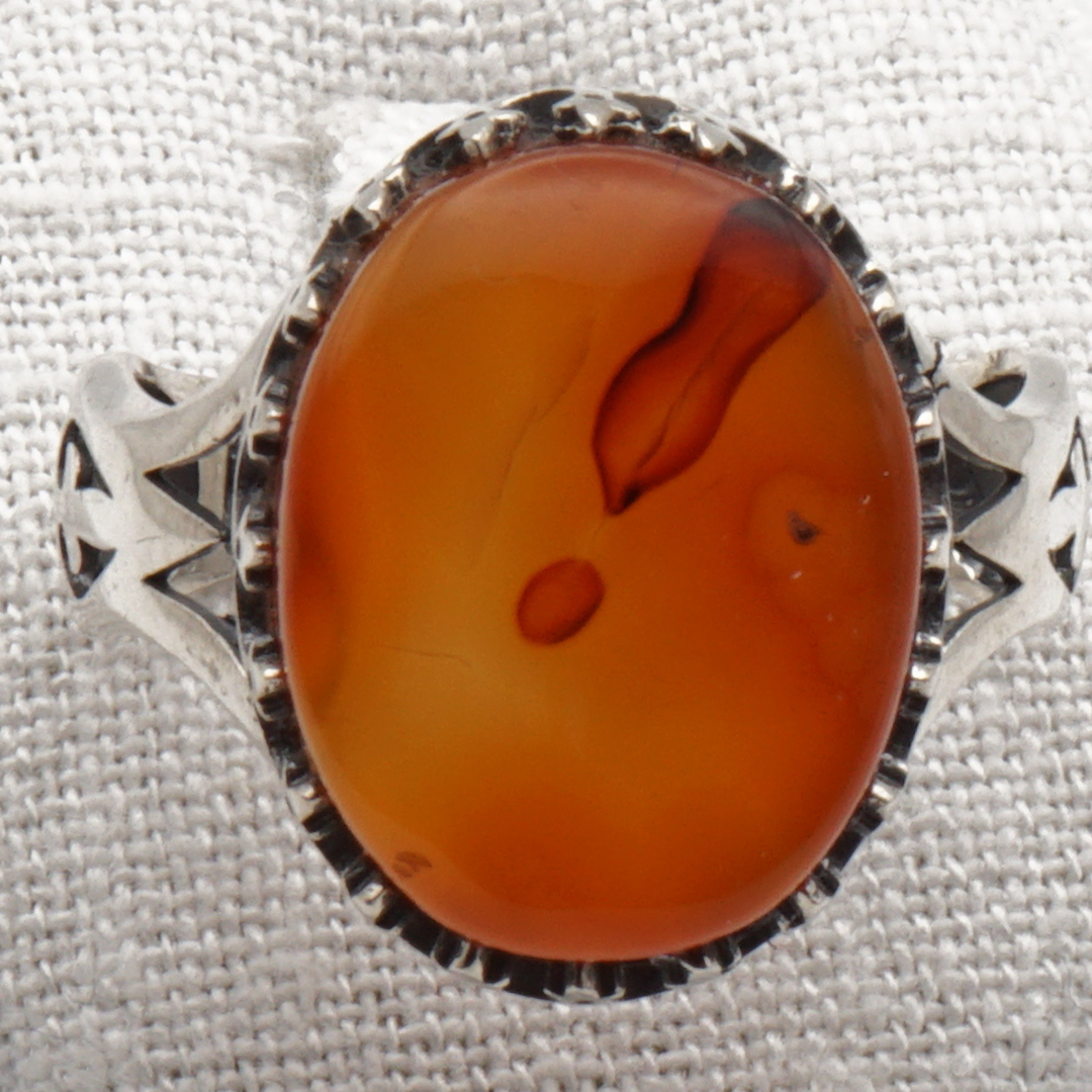 925 Silber Herrenring mit echtem Jemen Achat - Aqeeq Yamani