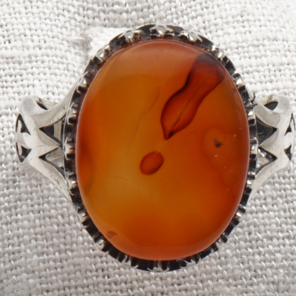 925 Silber Herrenring mit echtem Jemen Achat - Aqeeq Yamani