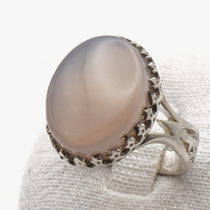 925 Silber Herrenring mit echtem Jemen Achat - Aqeeq Yamani