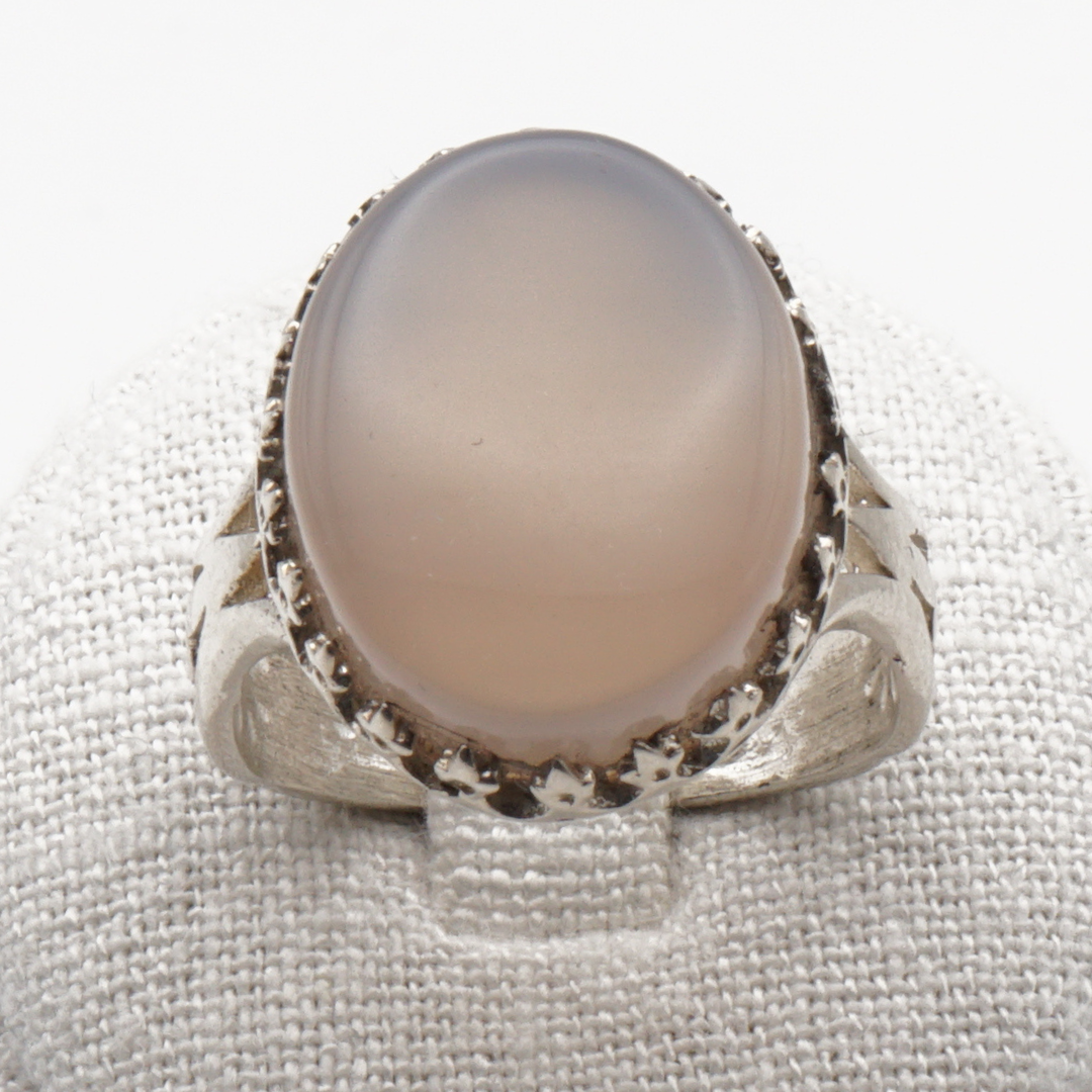 925 Silber Herrenring mit echtem Jemen Achat - Aqeeq Yamani