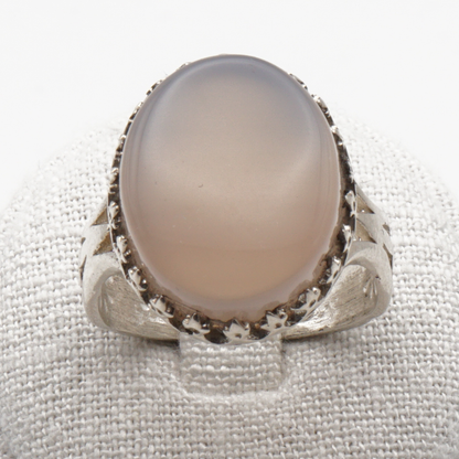 925 Silber Herrenring mit echtem Jemen Achat - Aqeeq Yamani