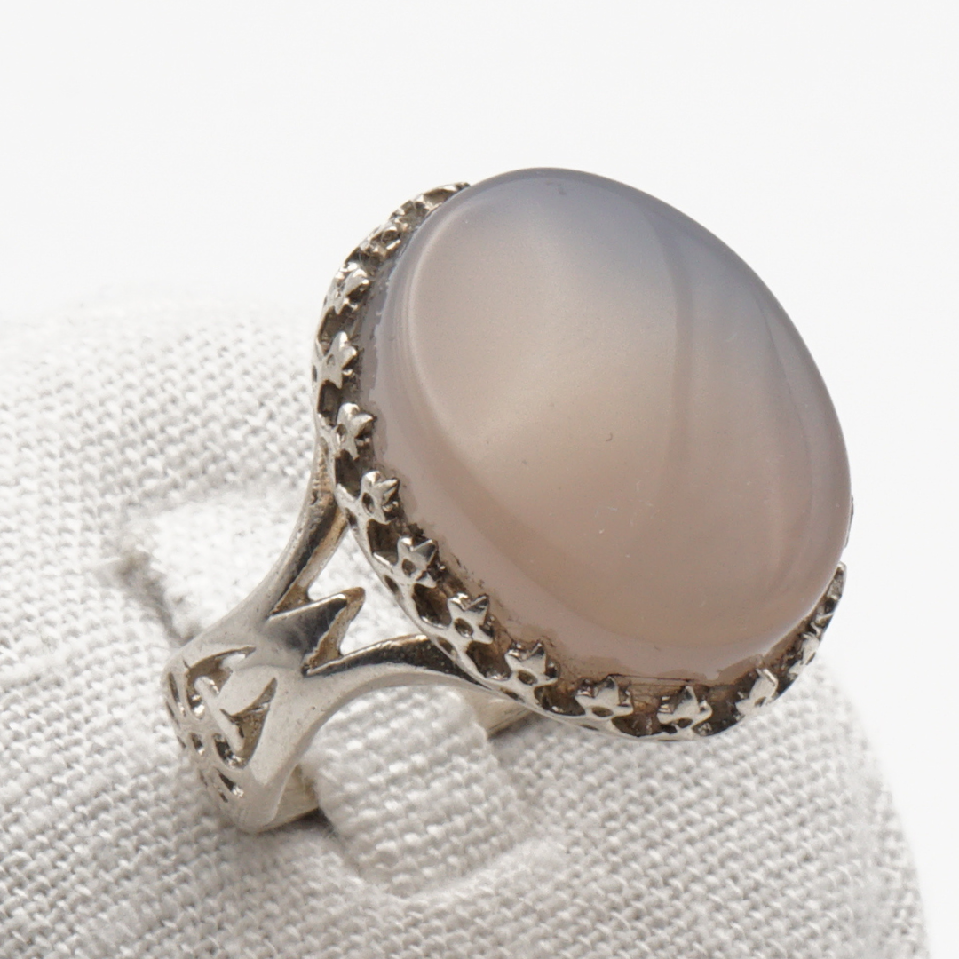 925 Silber Herrenring mit echtem Jemen Achat - Aqeeq Yamani