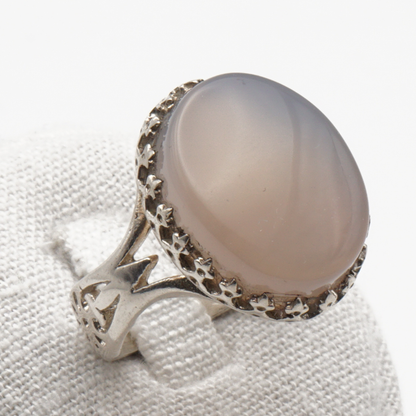 925 Silber Herrenring mit echtem Jemen Achat - Aqeeq Yamani