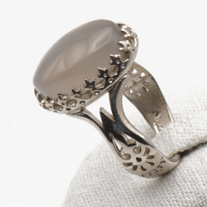 925 Silber Herrenring mit echtem Jemen Achat - Aqeeq Yamani