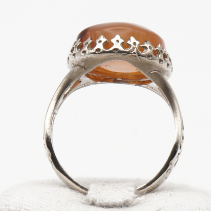 925 Silber Herrenring mit echtem Jemen Achat - Aqeeq Yamani