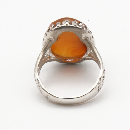 925 Silber Herrenring mit echtem Jemen Achat - Aqeeq Yamani