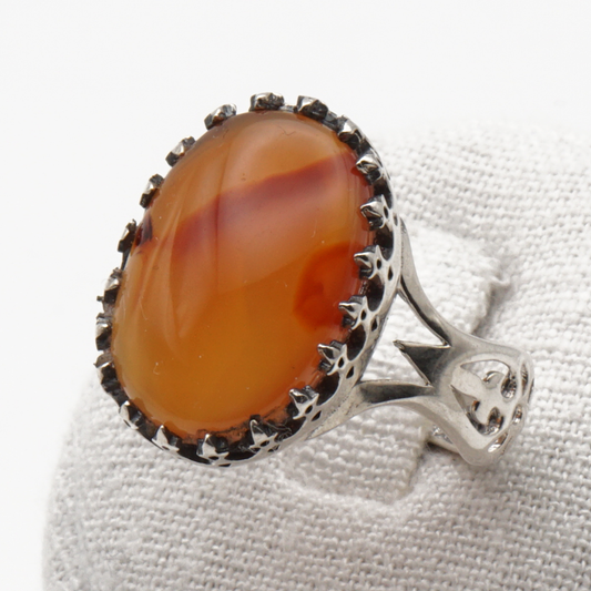 925 Silber Herrenring mit echtem Jemen Achat - Aqeeq Yamani