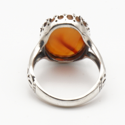 925 Silber Herrenring mit echtem Jemen Achat - Aqeeq Yamani
