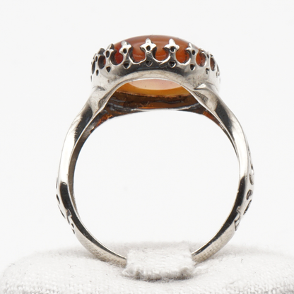 925 Silber Herrenring mit echtem Jemen Achat - Aqeeq Yamani