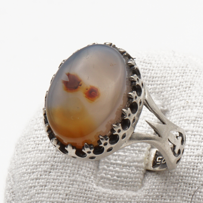 925 Silber Herrenring mit echtem Jemen Achat - Aqeeq Yamani