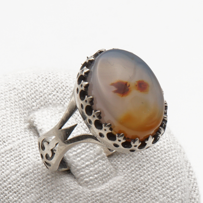 925 Silber Herrenring mit echtem Jemen Achat - Aqeeq Yamani