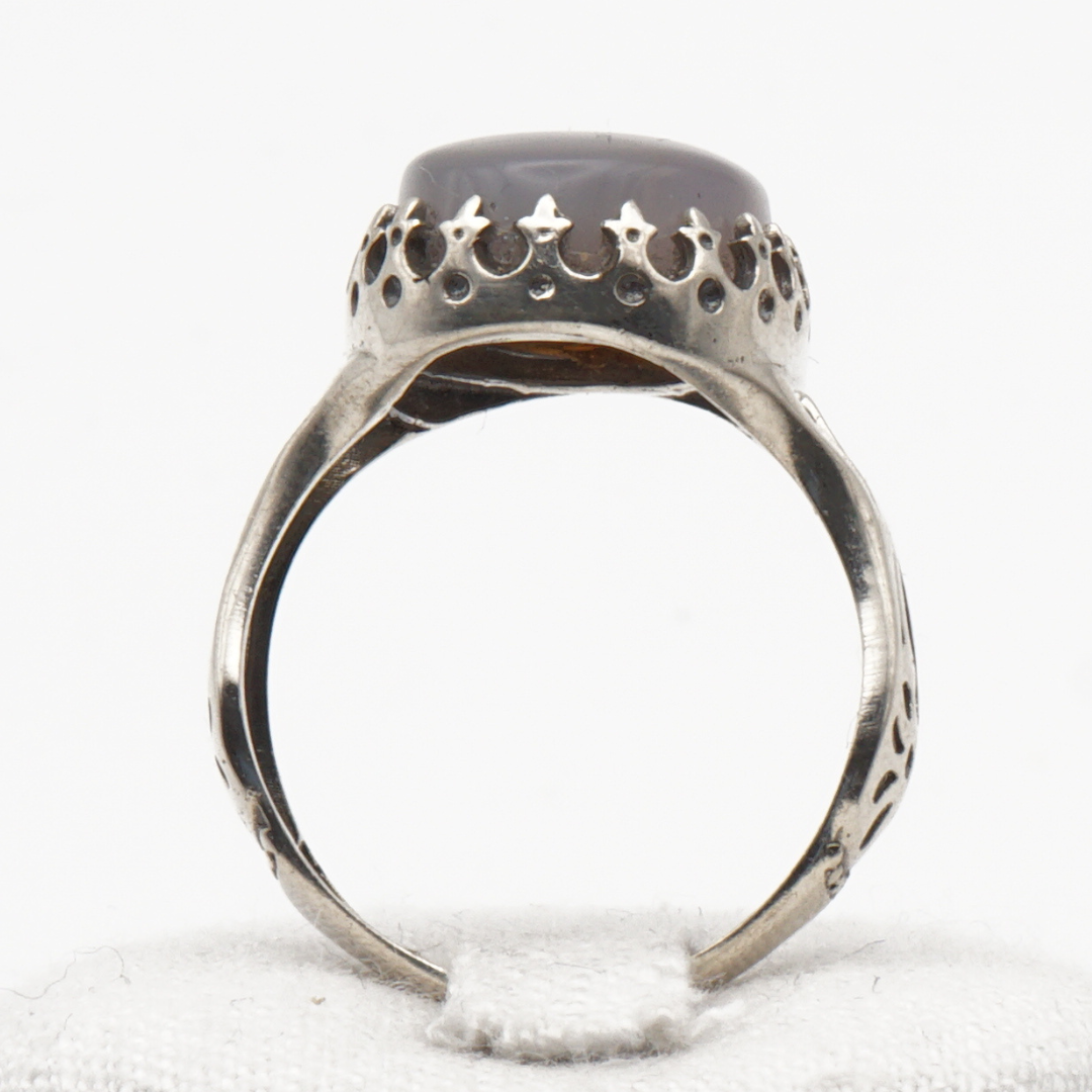 925 Silber Herrenring mit echtem Jemen Achat - Aqeeq Yamani