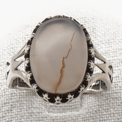 925 Silber Herrenring mit echtem Jemen Achat - Aqeeq Yamani