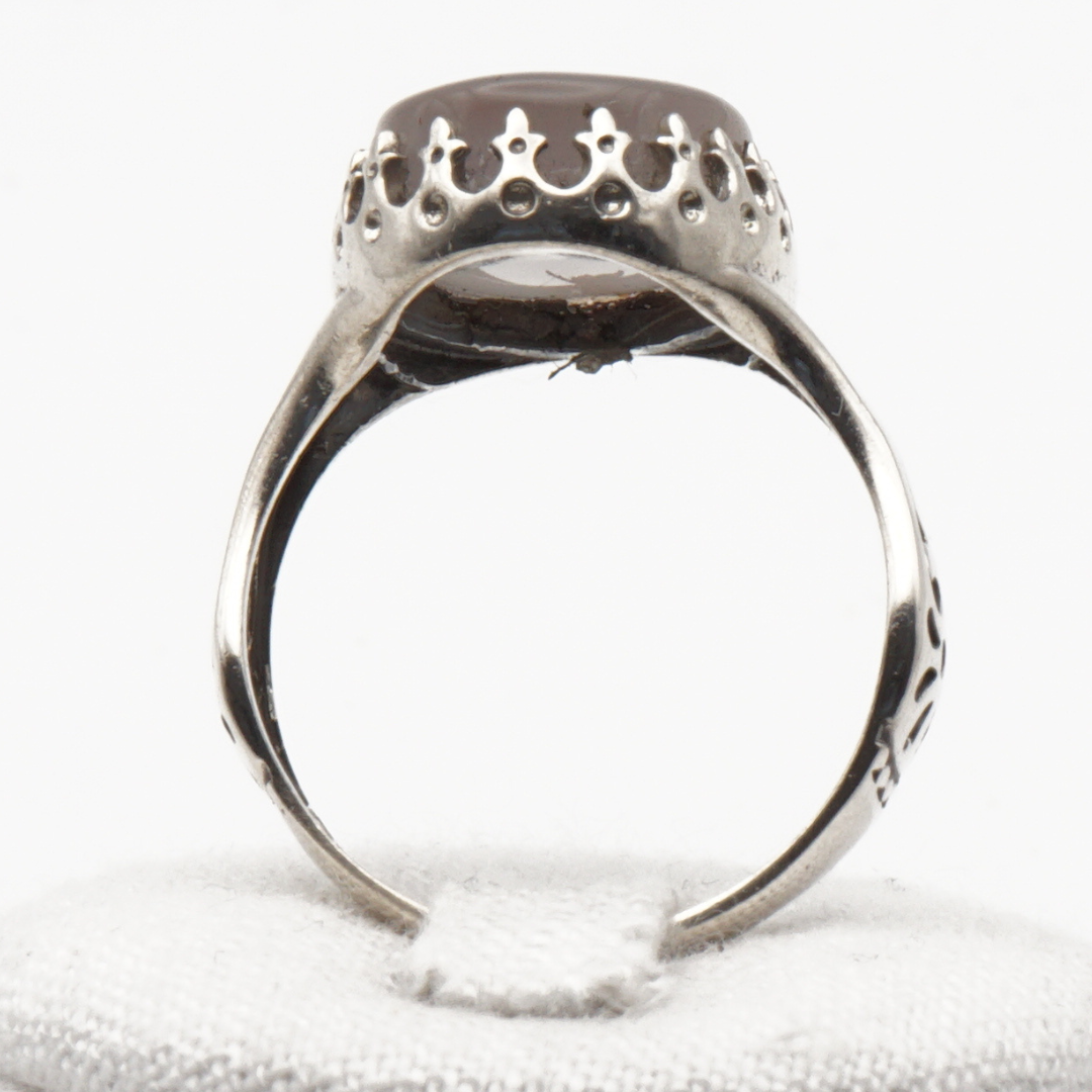 925 Silber Herrenring mit echtem Jemen Achat - Aqeeq Yamani