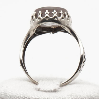 925 Silber Herrenring mit echtem Jemen Achat - Aqeeq Yamani
