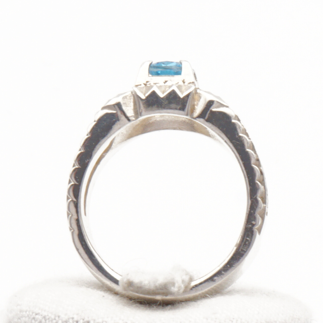 925 Silber Herrenring mit echtem Blautopas - Handarbeit - Premiumqualität