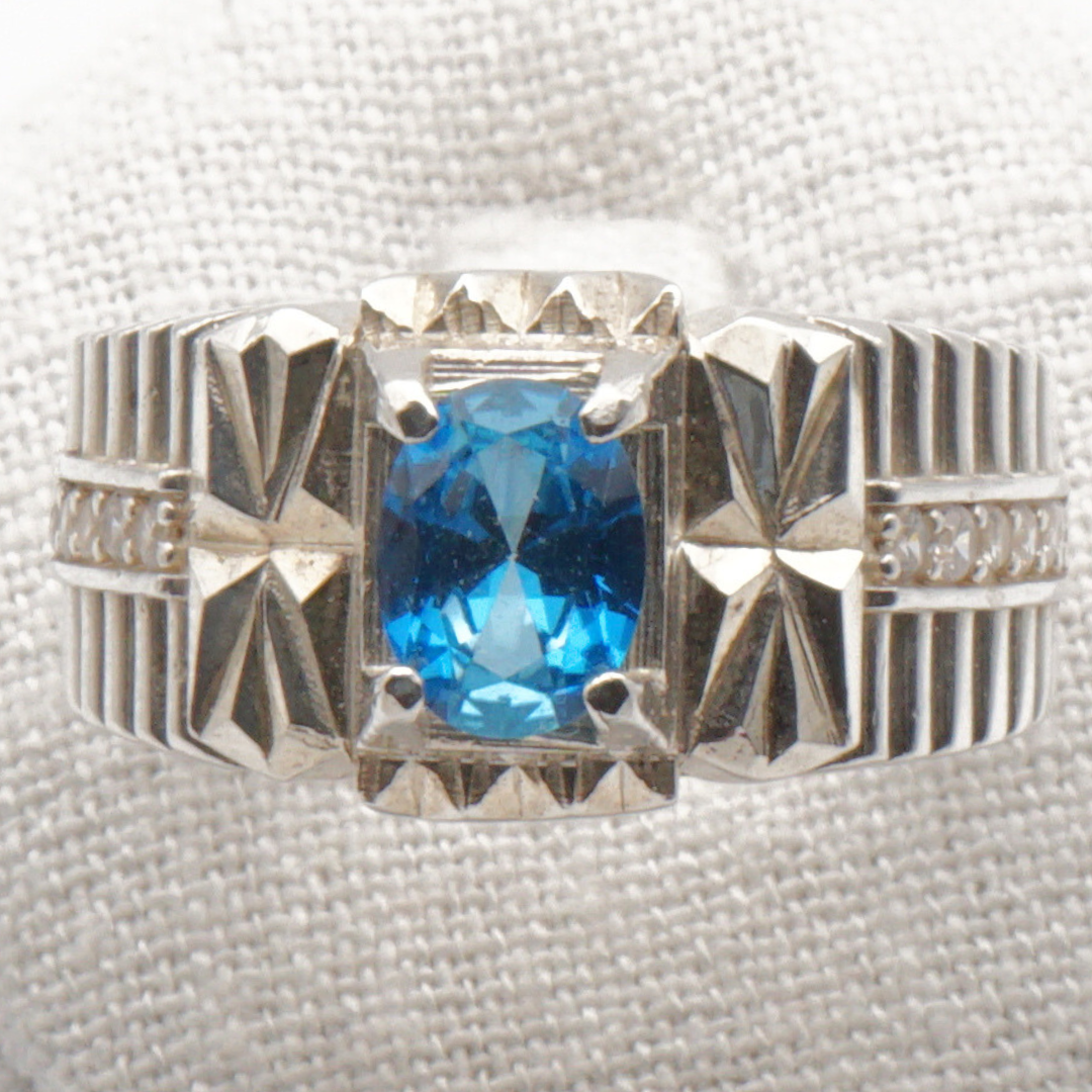 925 Silber Herrenring mit echtem Blautopas - Handarbeit - Premiumqualität