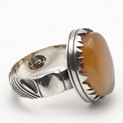 925 Silber Herrenring mit Jemen Achat - Aqeeq Yamani Handarbeit - Premium