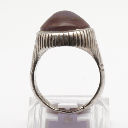 925 Silber Herrenring mit Jemen Achat - Aqeeq Yamani Handarbeit - Premium