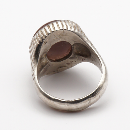 925 Silber Herrenring mit Jemen Achat - Aqeeq Yamani Handarbeit - Premium