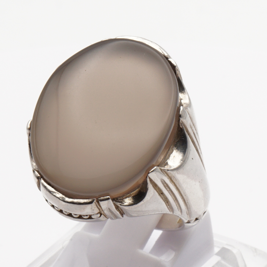 925 Silber Herrenring mit Jemen Achat - Aqeeq Yamani Handarbeit - Premium