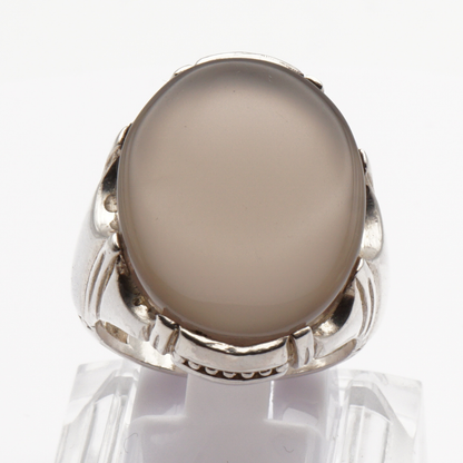 925 Silber Herrenring mit Jemen Achat - Aqeeq Yamani Handarbeit - Premium