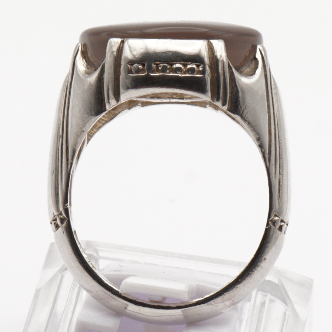 925 Silber Herrenring mit Jemen Achat - Aqeeq Yamani Handarbeit - Premium