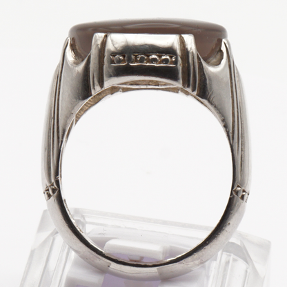 925 Silber Herrenring mit Jemen Achat - Aqeeq Yamani Handarbeit - Premium