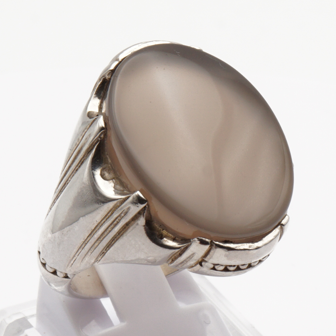 925 Silber Herrenring mit Jemen Achat - Aqeeq Yamani Handarbeit - Premium