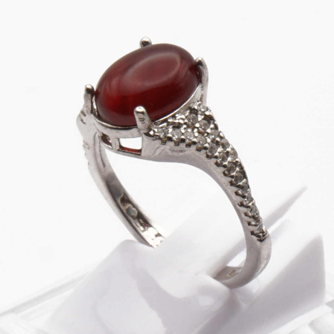 925 Silber Damen Ring mit Jemen Achat - Aqeeq Yamani