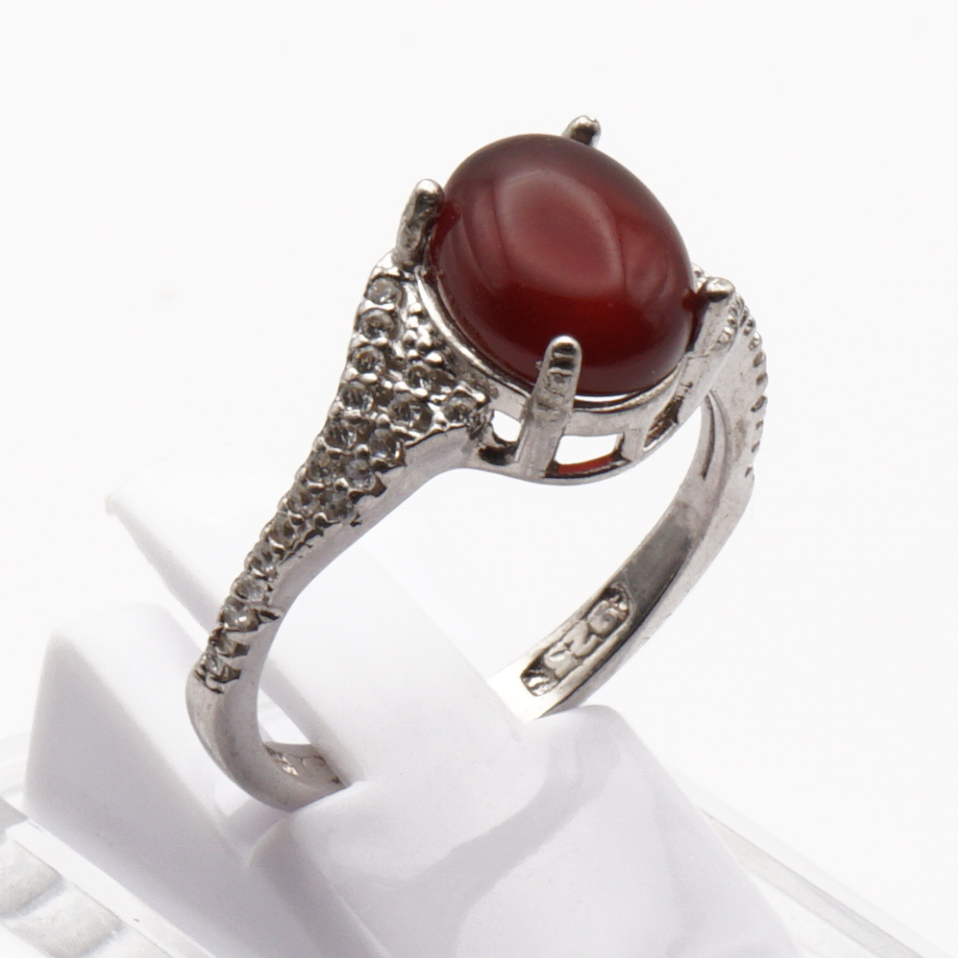 925 Silber Damen Ring mit Jemen Achat - Aqeeq Yamani