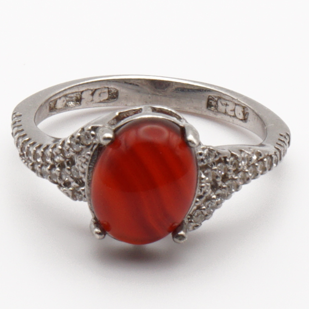 925 Silber Damen Ring mit Jemen Achat - Aqeeq Yamani