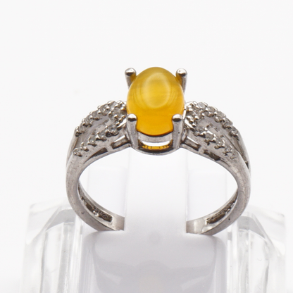 925 Silber Damen Ring mit Jemen Achat - Aqeeq Sharaf al Shams