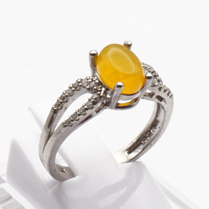 925 Silber Damen Ring mit Jemen Achat - Aqeeq Sharaf al Shams