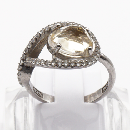 925 Silber Damen Ring mit echtem Citrin