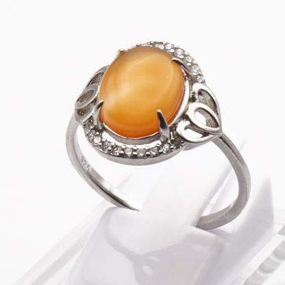 925 Silber Damen Ring mit Jemen Achat - Aqeeq Yamani