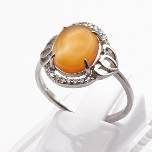 925 Silber Damen Ring mit Jemen Achat - Aqeeq Yamani