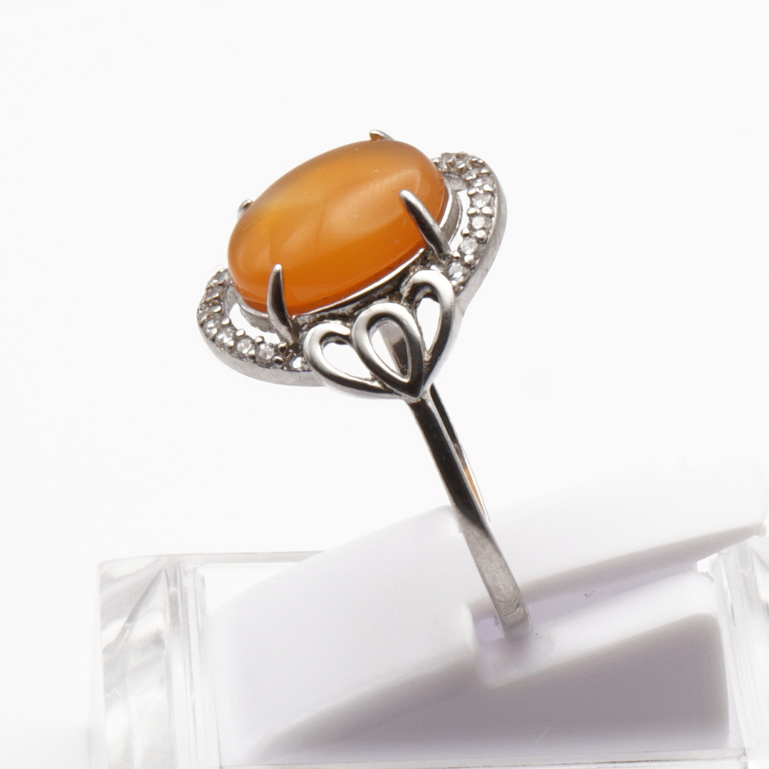 925 Silber Damen Ring mit Jemen Achat - Aqeeq Yamani