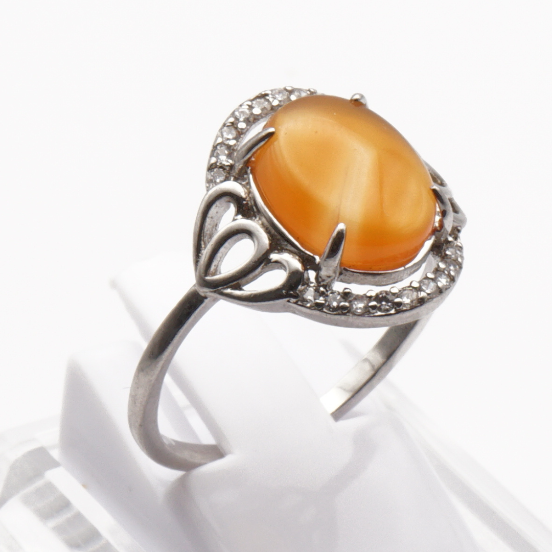 925 Silber Damen Ring mit Jemen Achat - Aqeeq Yamani