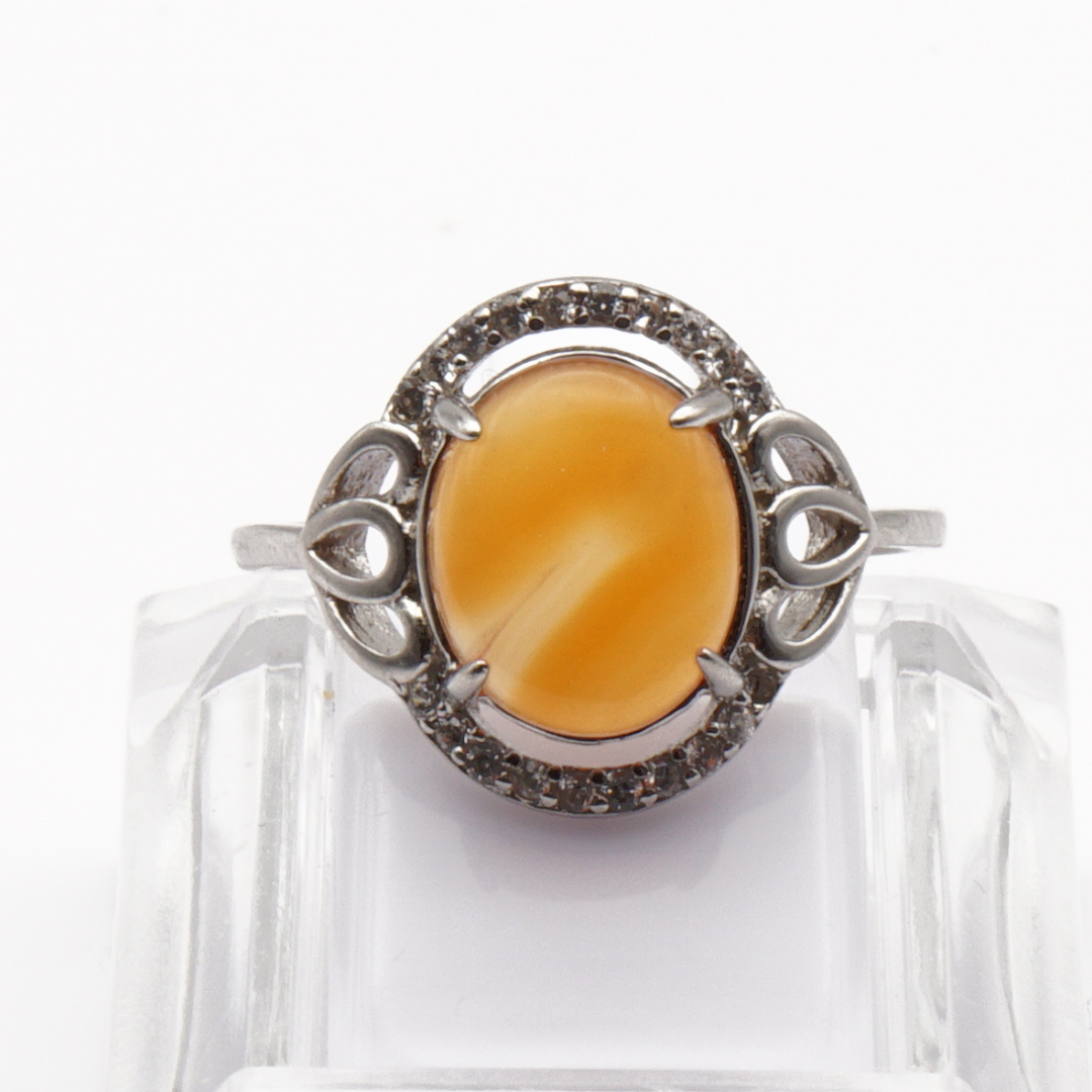 925 Silber Damen Ring mit Jemen Achat - Aqeeq Yamani