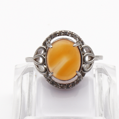 925 Silber Damen Ring mit Jemen Achat - Aqeeq Yamani