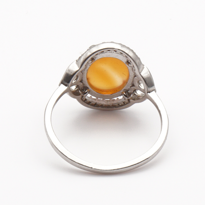 925 Silber Damen Ring mit Jemen Achat - Aqeeq Yamani