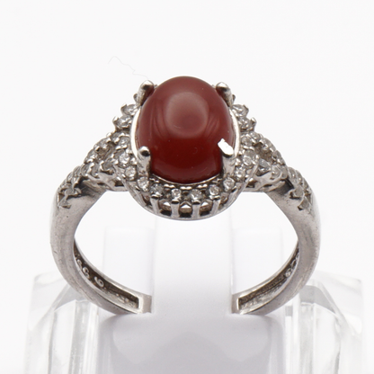 925 Silber Damen Ring mit Jemen Achat - Aqeeq Yamani