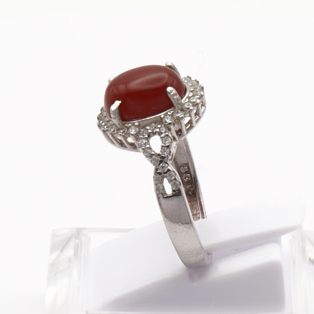 925 Silber Damen Ring mit Jemen Achat - Aqeeq Yamani