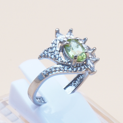 925 Damen Ring mit echtem Peridot - Zabarjad